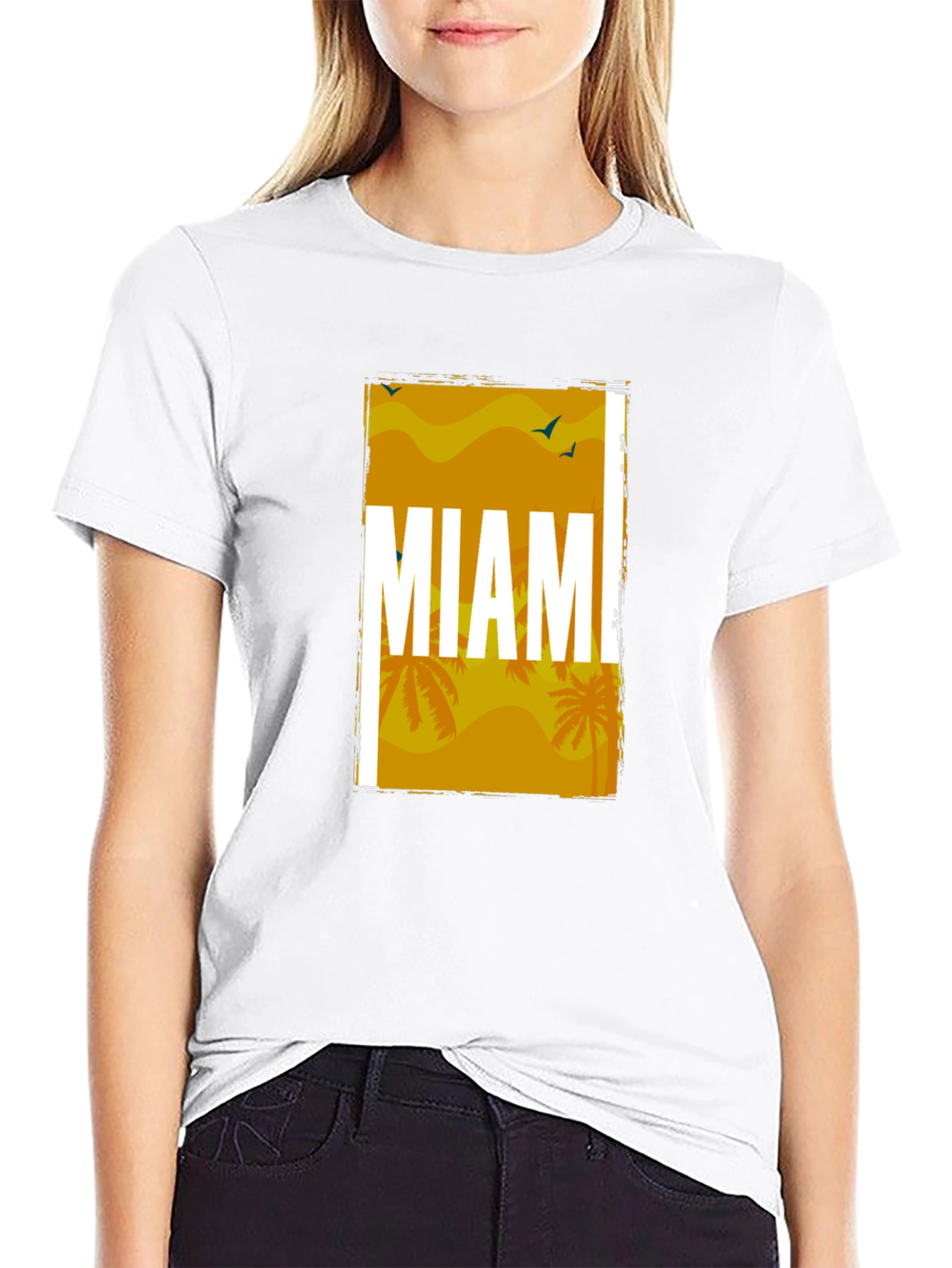 Miami Palm Graphic T-Shirt - Stylish Black Tee