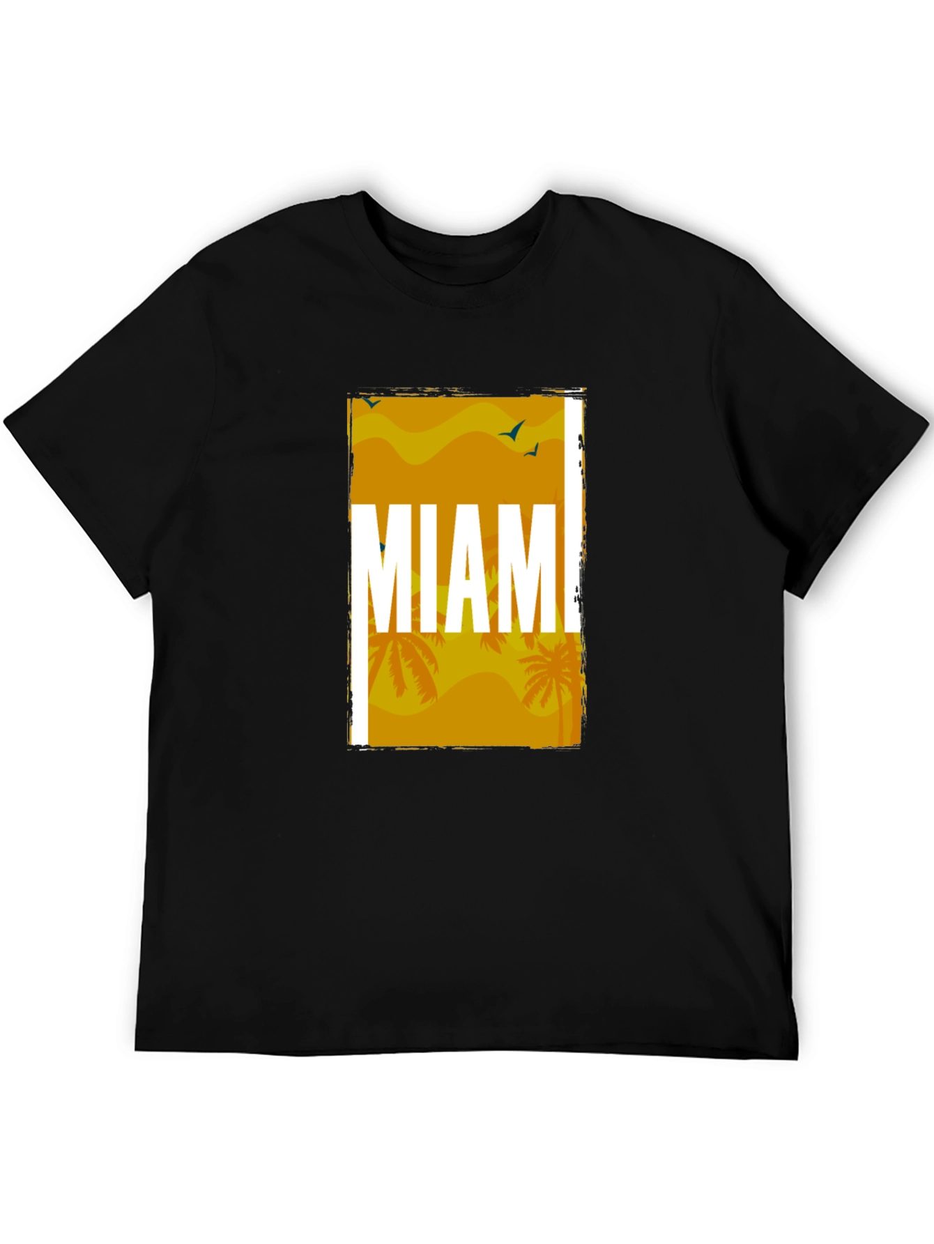 Miami Palm Graphic T-Shirt - Stylish Black Tee