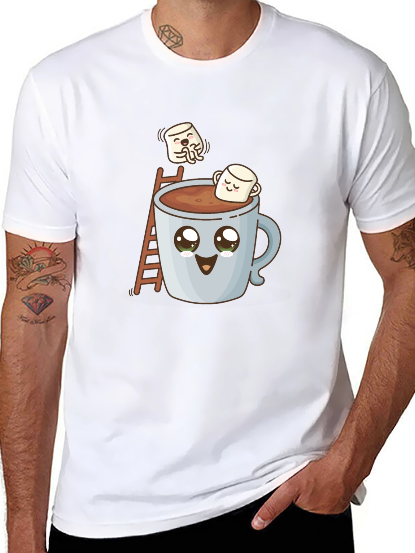 Cute Marshmallow Hot Cocoa Graphic T-Shirt