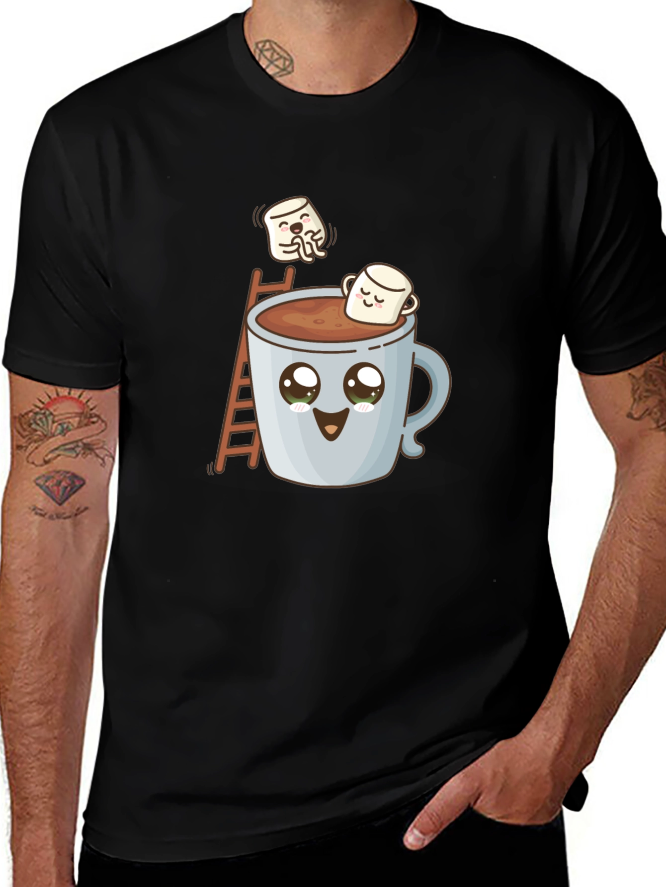 Cute Marshmallow Hot Cocoa Graphic T-Shirt