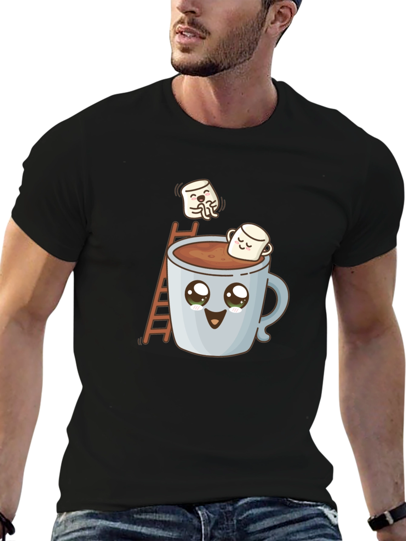 Cute Marshmallow Hot Cocoa Graphic T-Shirt