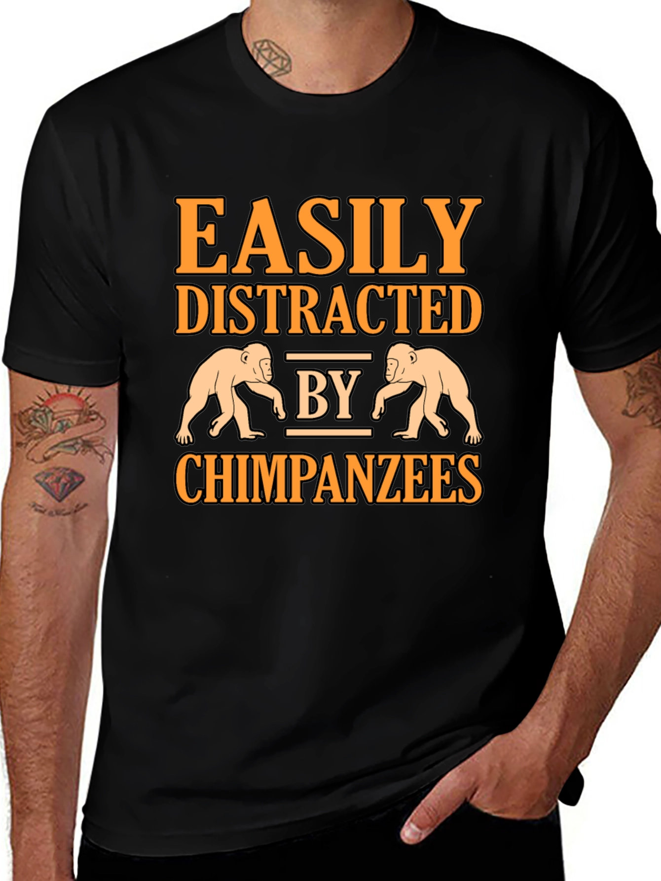 Easily Distracted by Chimpanzees Graphic T-Shirt