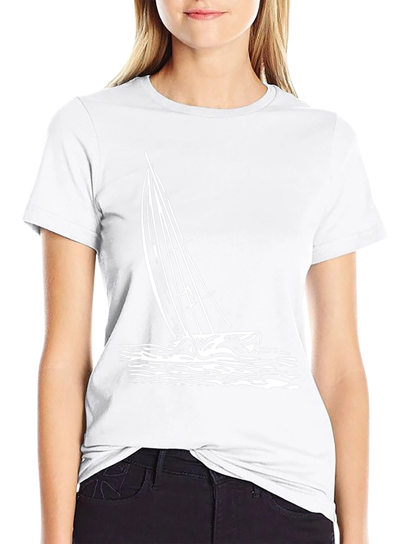 Mens Black Sailboat Graphic T-Shirt