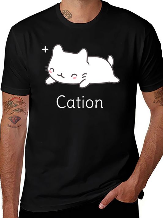 Cute Cation Cat T-Shirt - Black Cotton