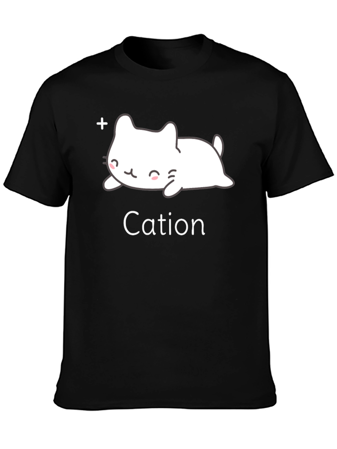 Cute Cation Cat T-Shirt - Black Cotton