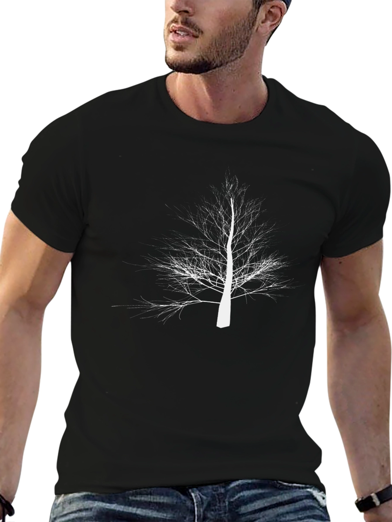 Minimalist Tree Graphic Black T-Shirt