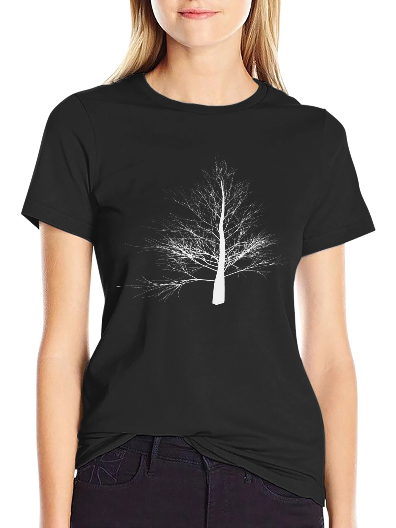 Minimalist Tree Graphic Black T-Shirt