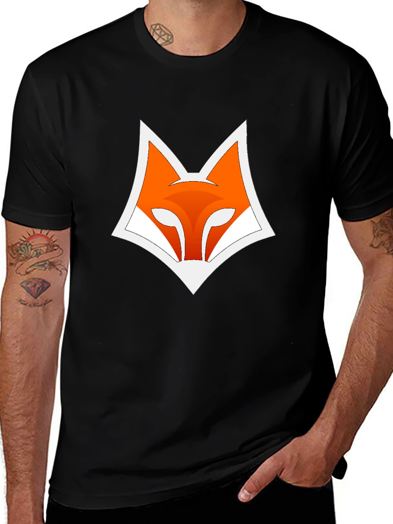 Fox Logo Graphic Print Black T-Shirt