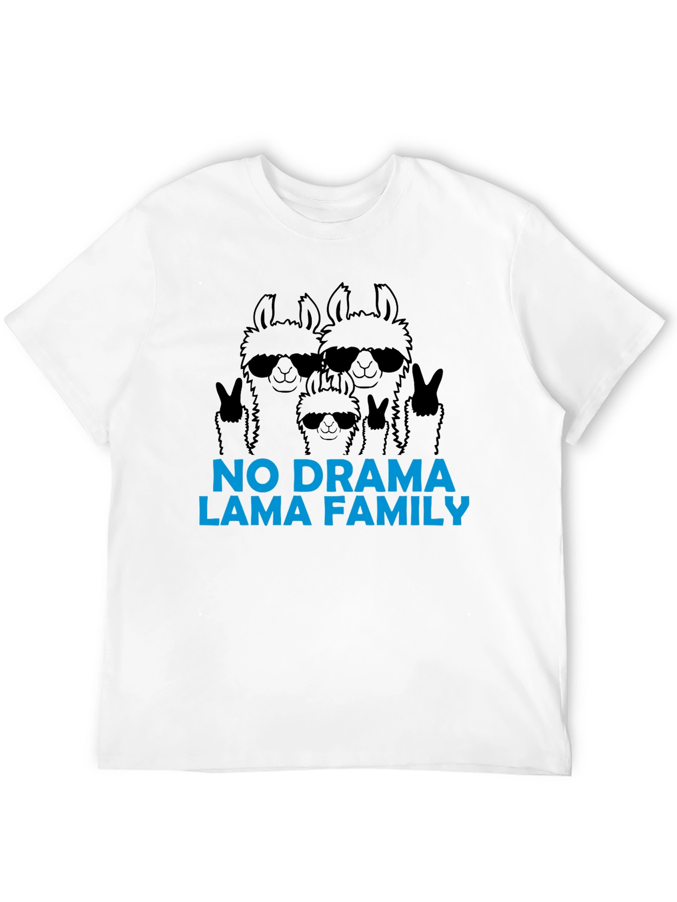 Cool Llama Family Graphic T-Shirt - No Drama