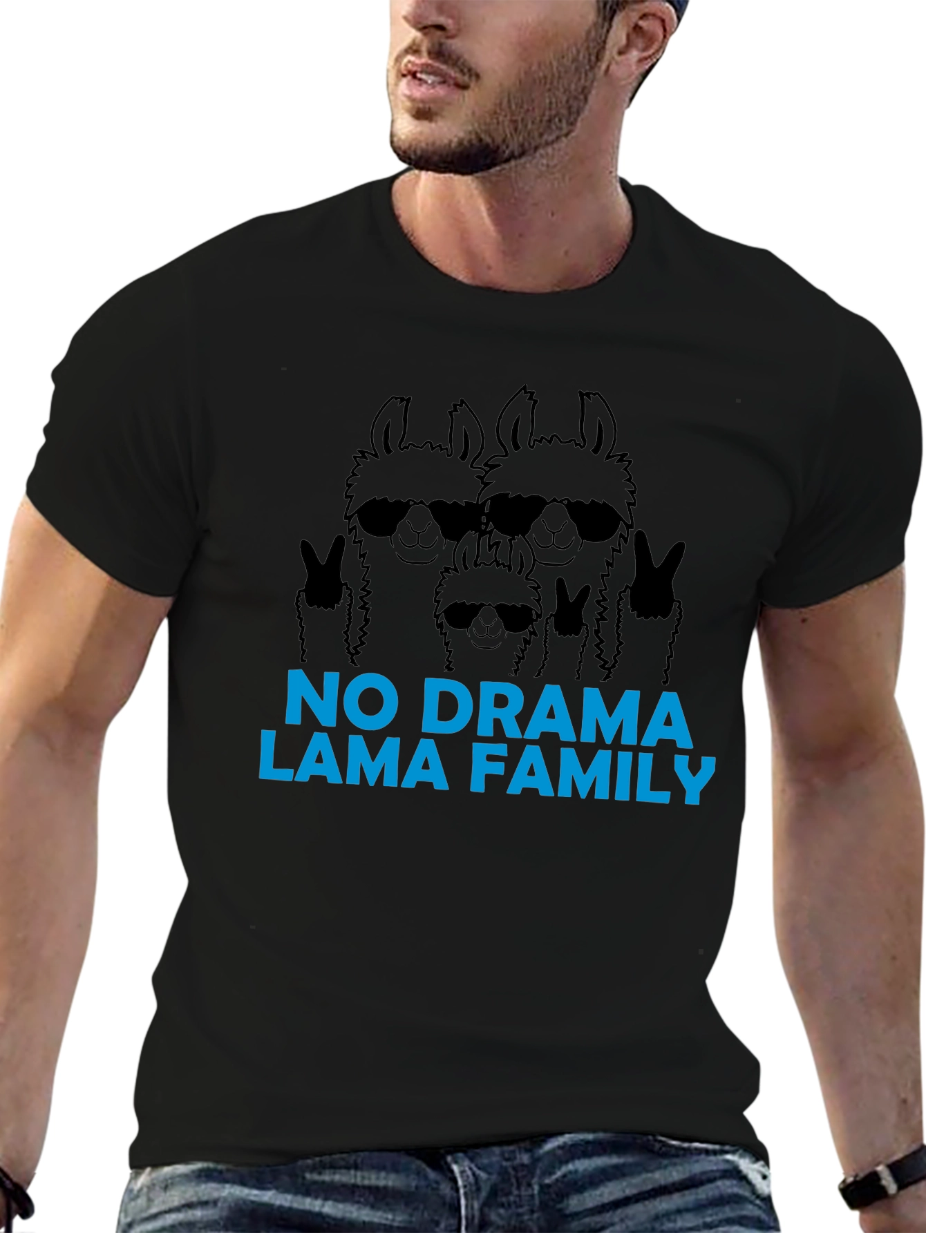 Cool Llama Family Graphic T-Shirt - No Drama