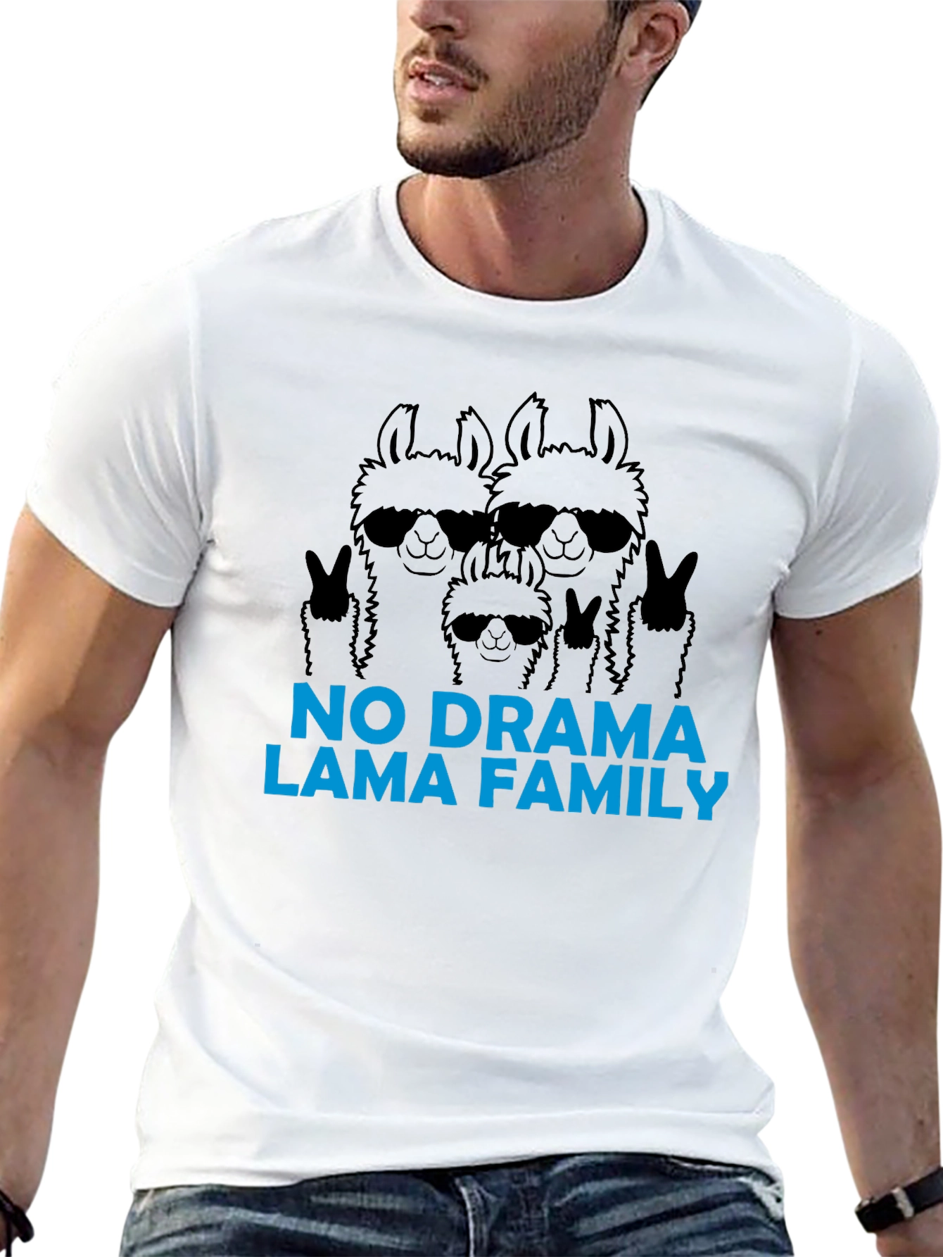 Cool Llama Family Graphic T-Shirt - No Drama