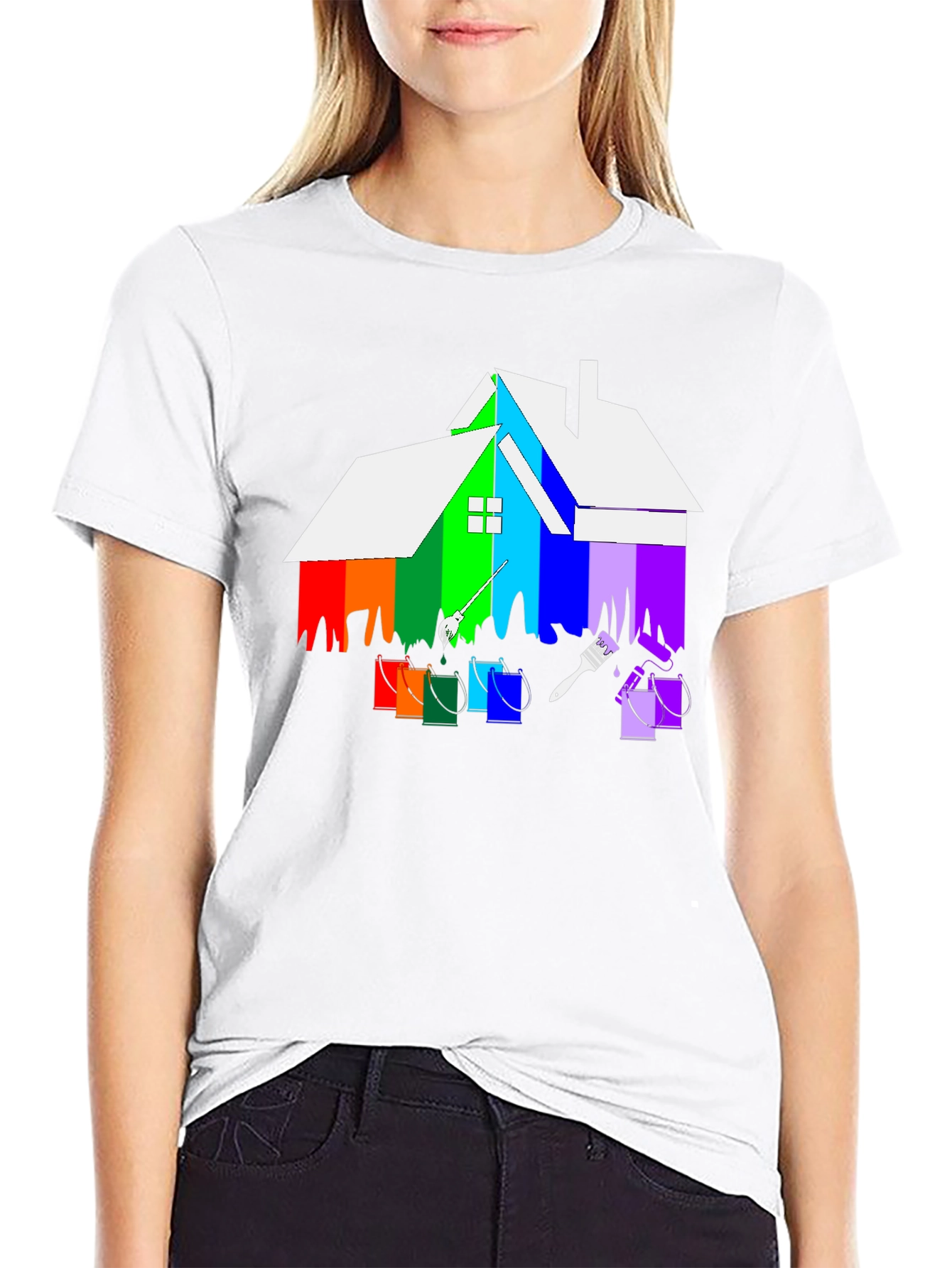 Rainbow House Painting T-Shirt
