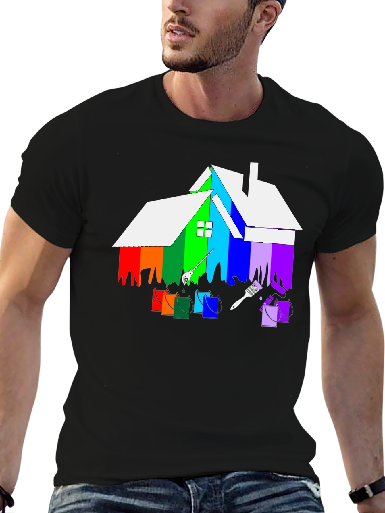 Rainbow House Painting T-Shirt