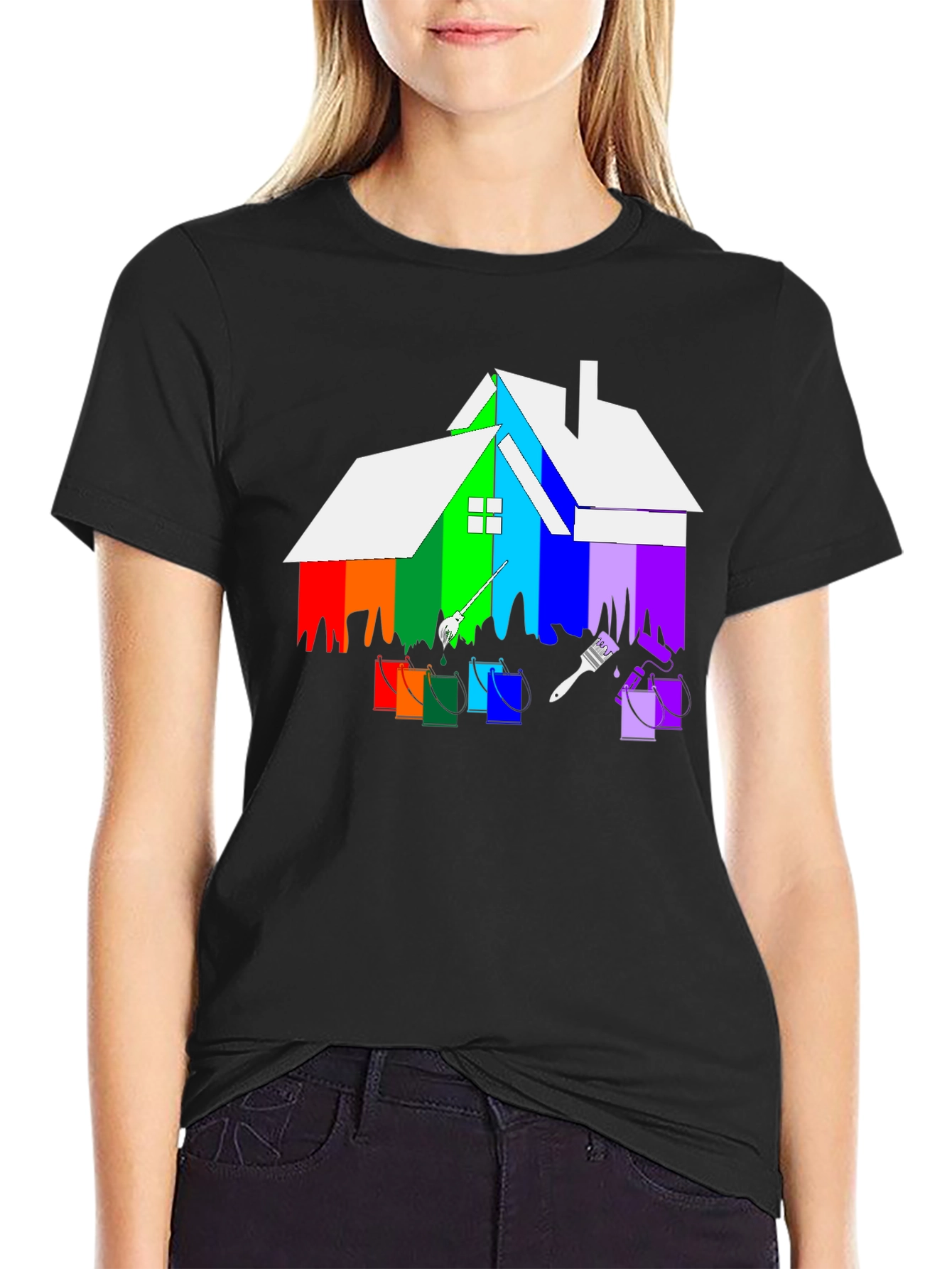 Rainbow House Painting T-Shirt