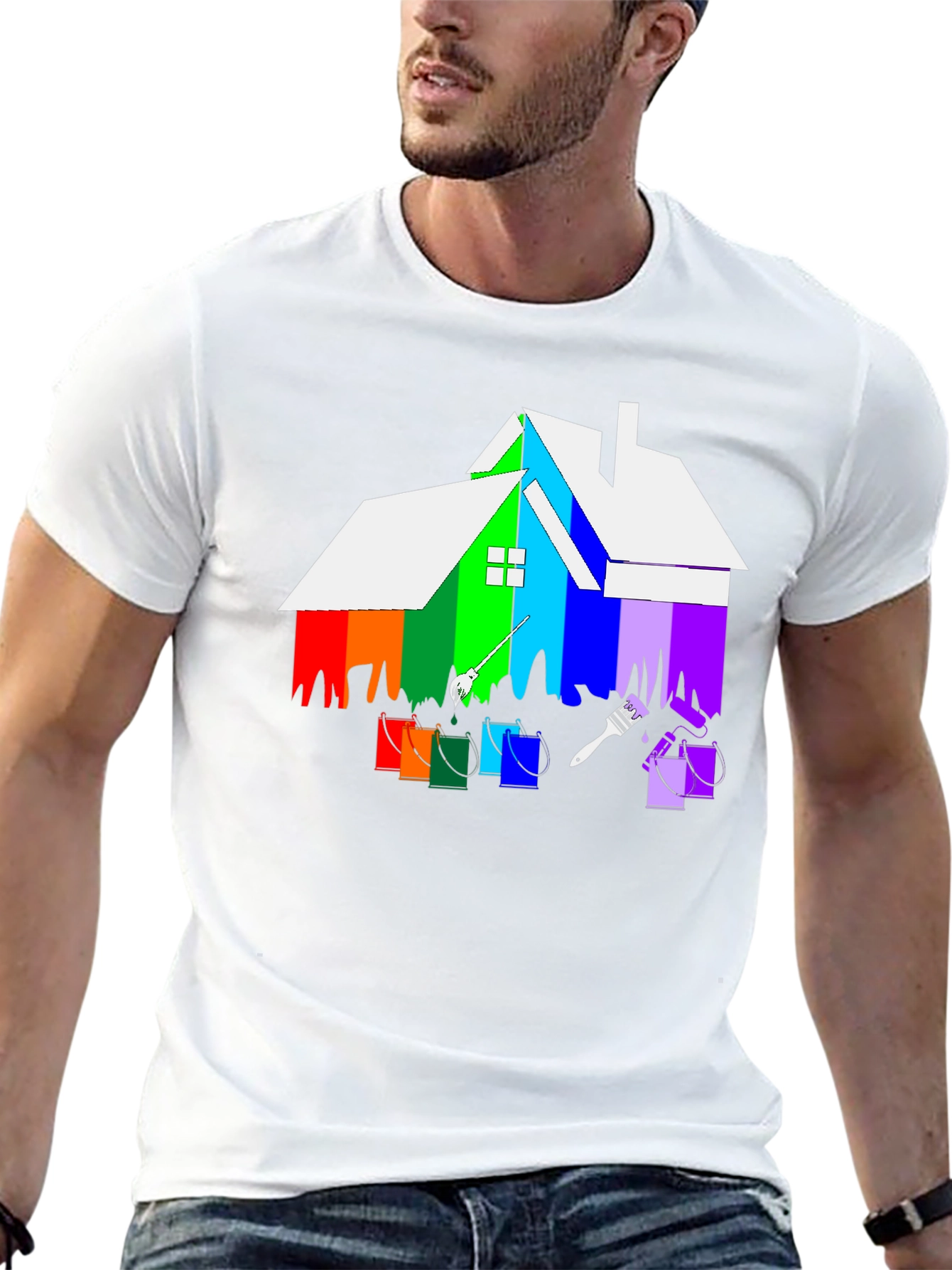 Rainbow House Painting T-Shirt