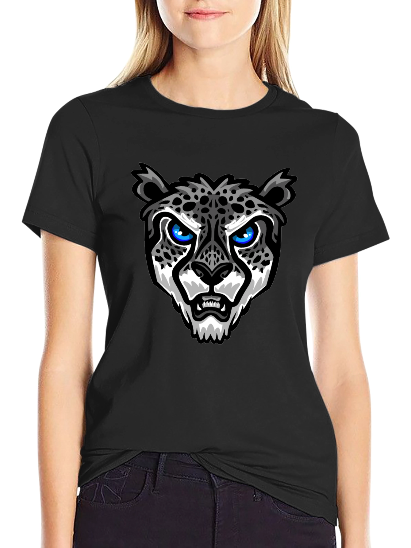 Cool Cheetah Graphic T-Shirt - Trendy Black Tee