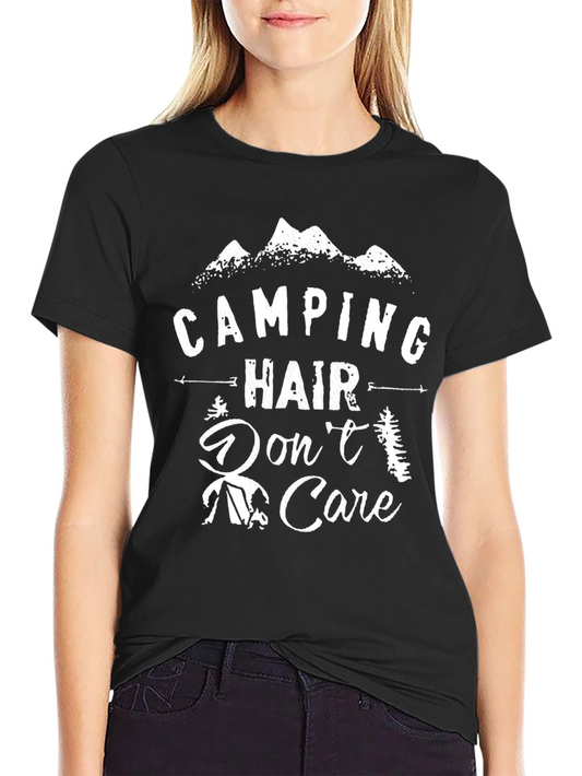 Camping Hair Dont Care Graphic Tee - Black