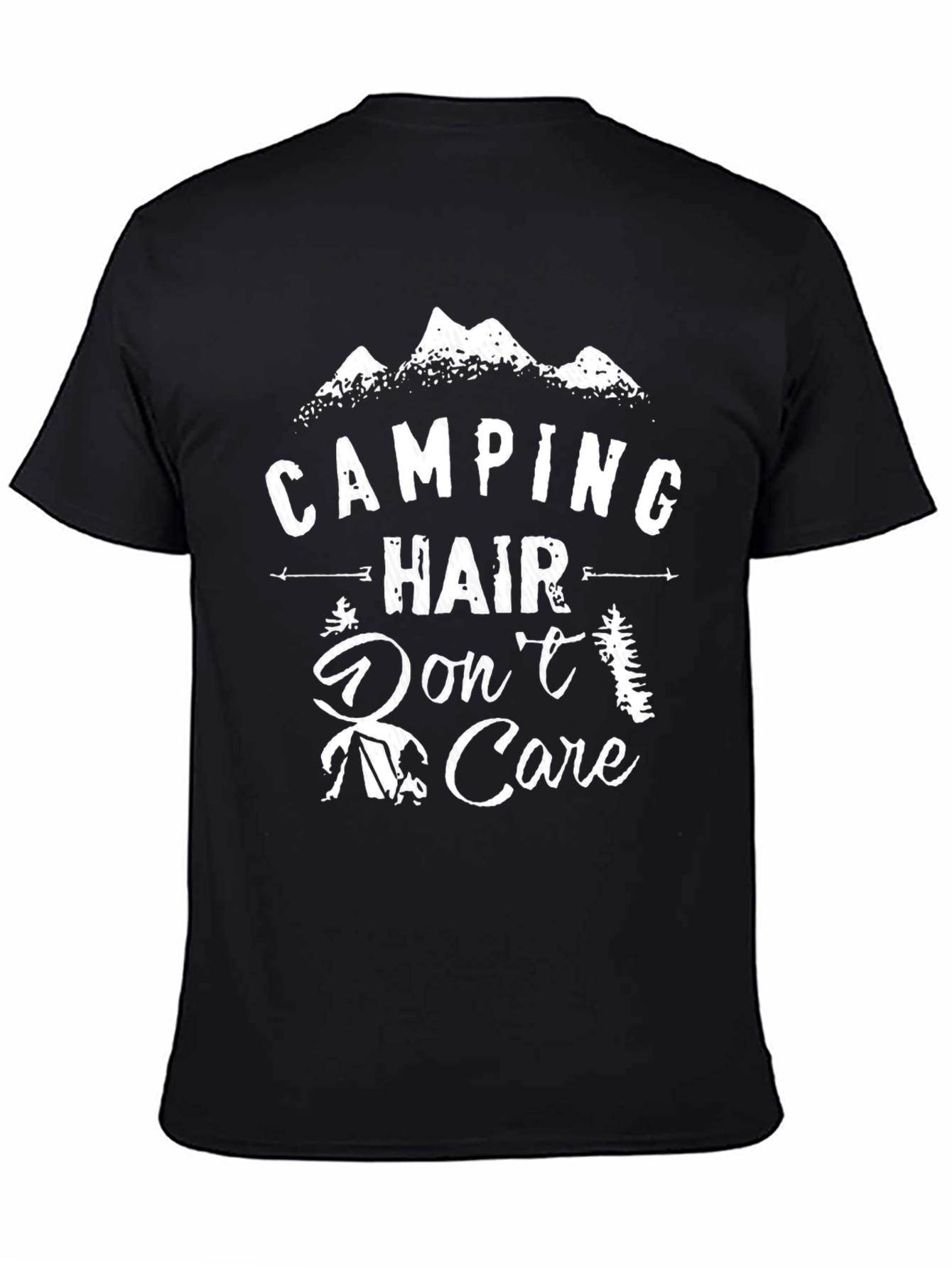 Camping Hair Dont Care Graphic Tee - Black