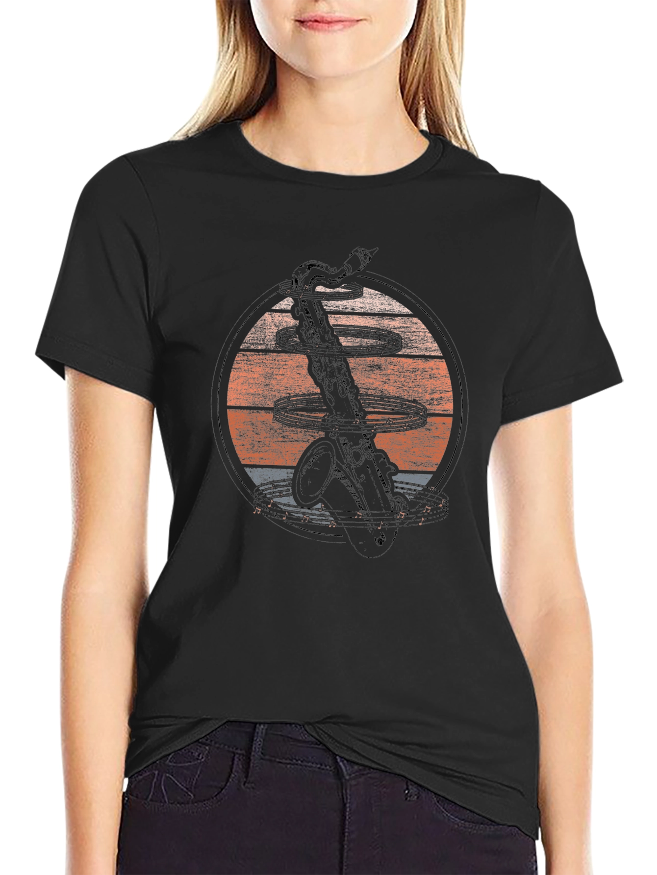 Saxophone Sunset Graphic Tee - Music Lovers T-Shirt