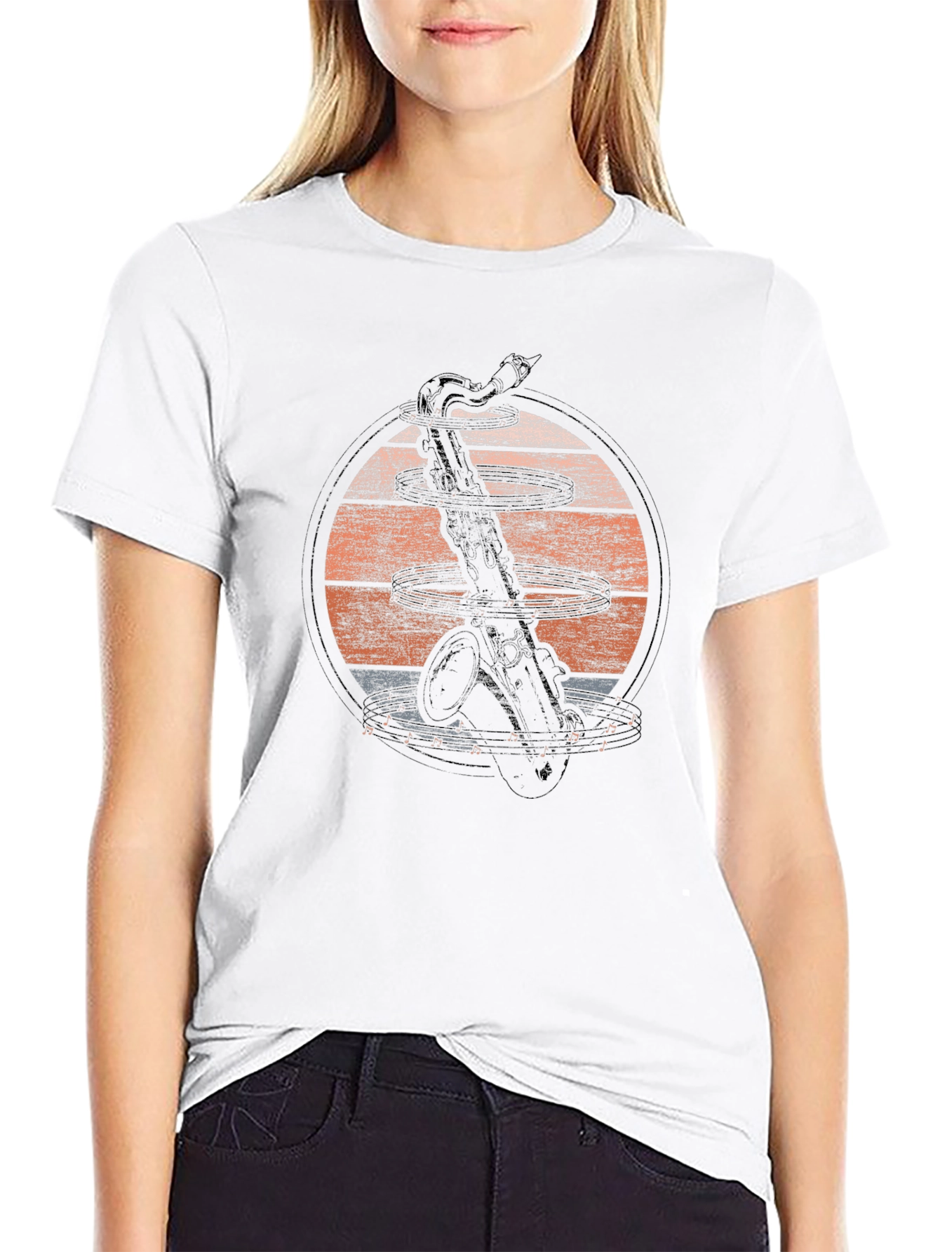 Saxophone Sunset Graphic Tee - Music Lovers T-Shirt