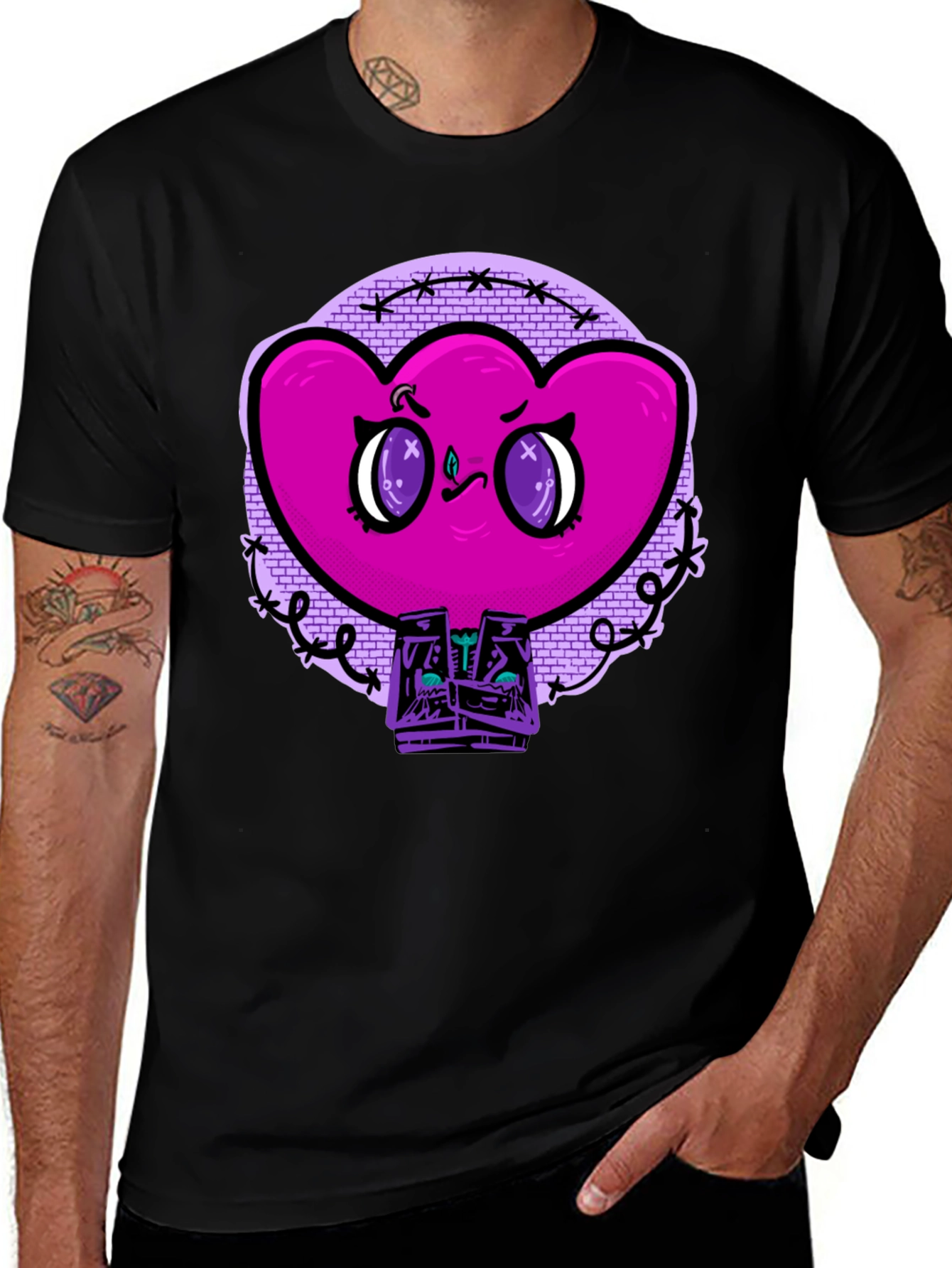 Edgy Heart Graphic Tee - Unisex Black T-Shirt