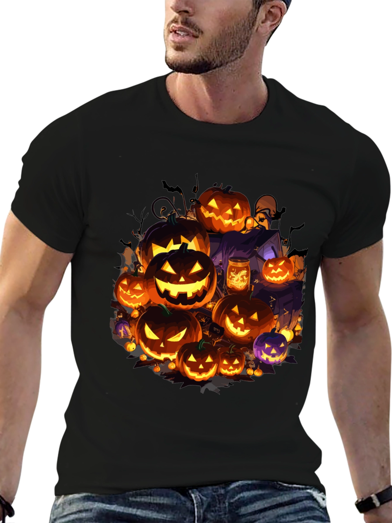 Halloween Pumpkin Patch Graphic Tee - Spooky Season