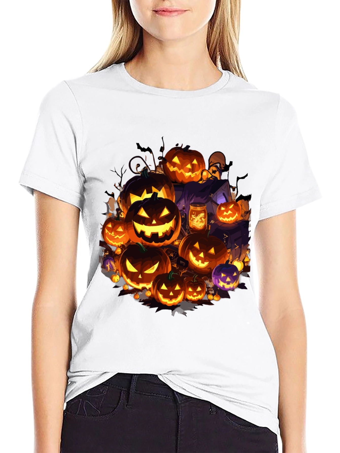 Halloween Pumpkin Patch Graphic Tee - Spooky Season