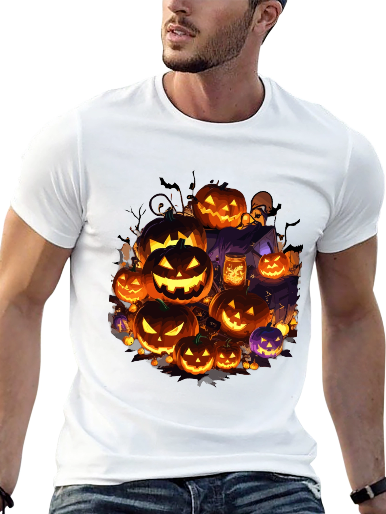 Halloween Pumpkin Patch Graphic Tee - Spooky Season