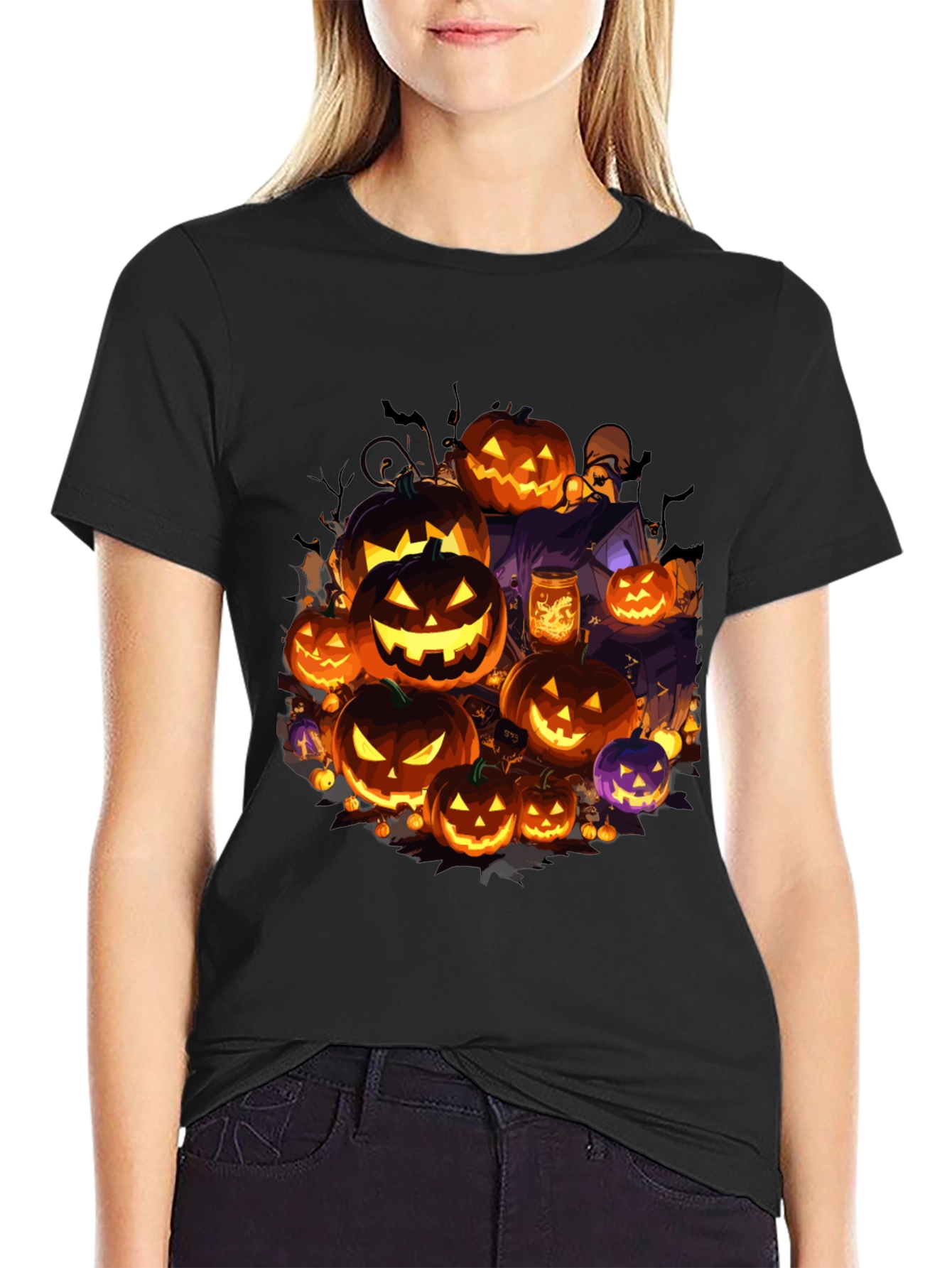 Halloween Pumpkin Patch Graphic Tee - Spooky Season
