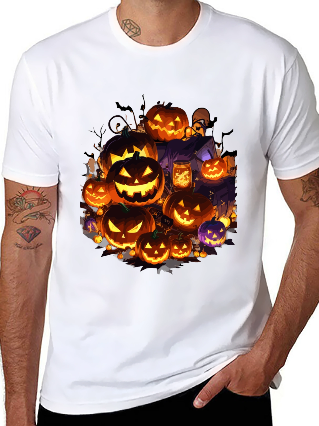 Halloween Pumpkin Patch Graphic Tee - Spooky Season
