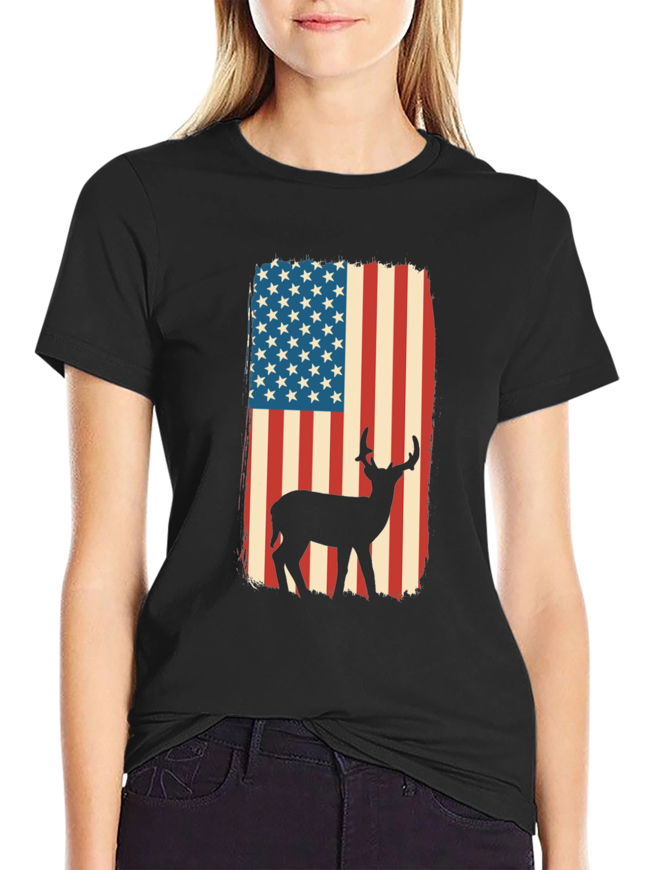 American Flag Deer Graphic Tee
