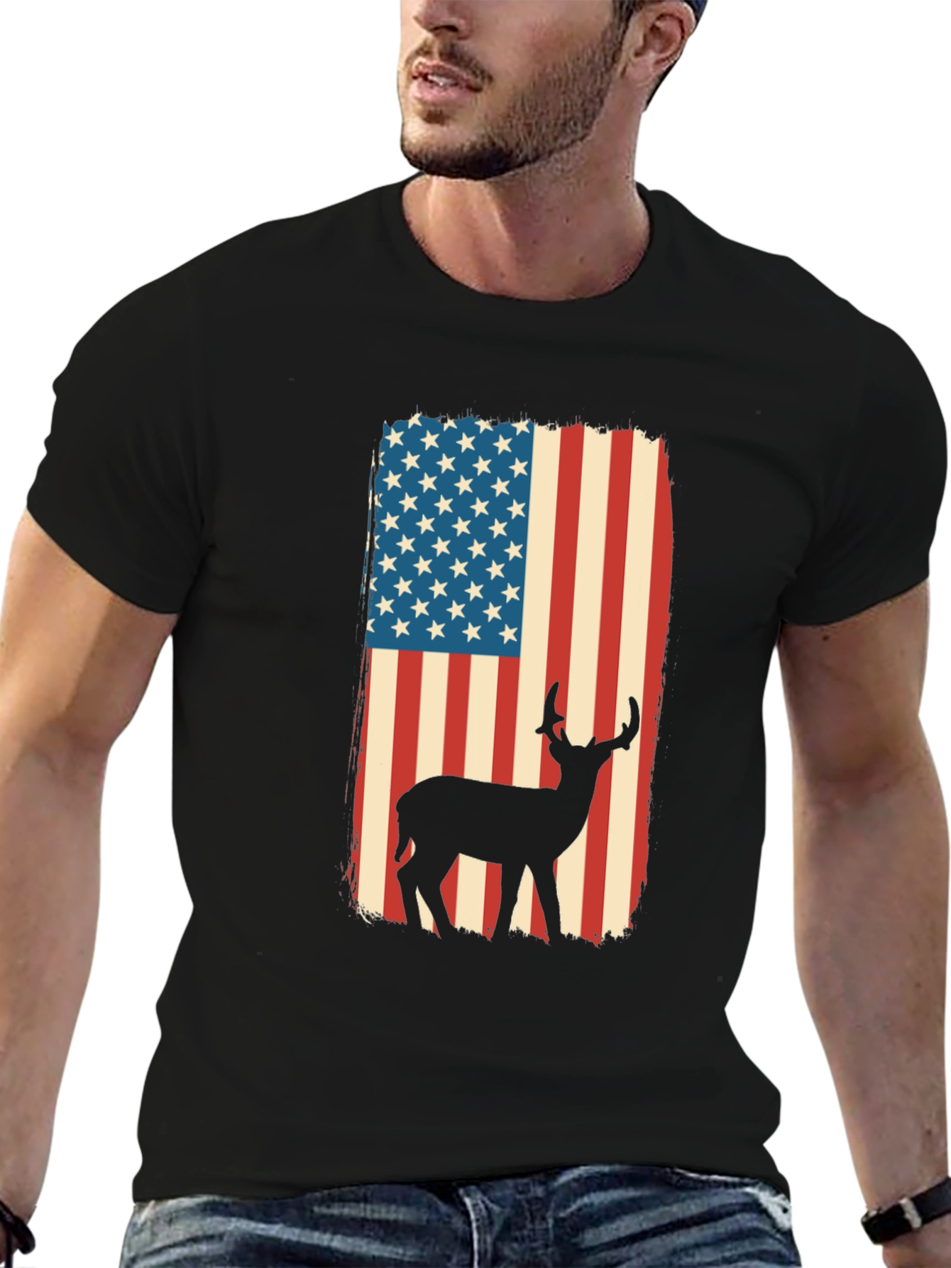 American Flag Deer Graphic Tee