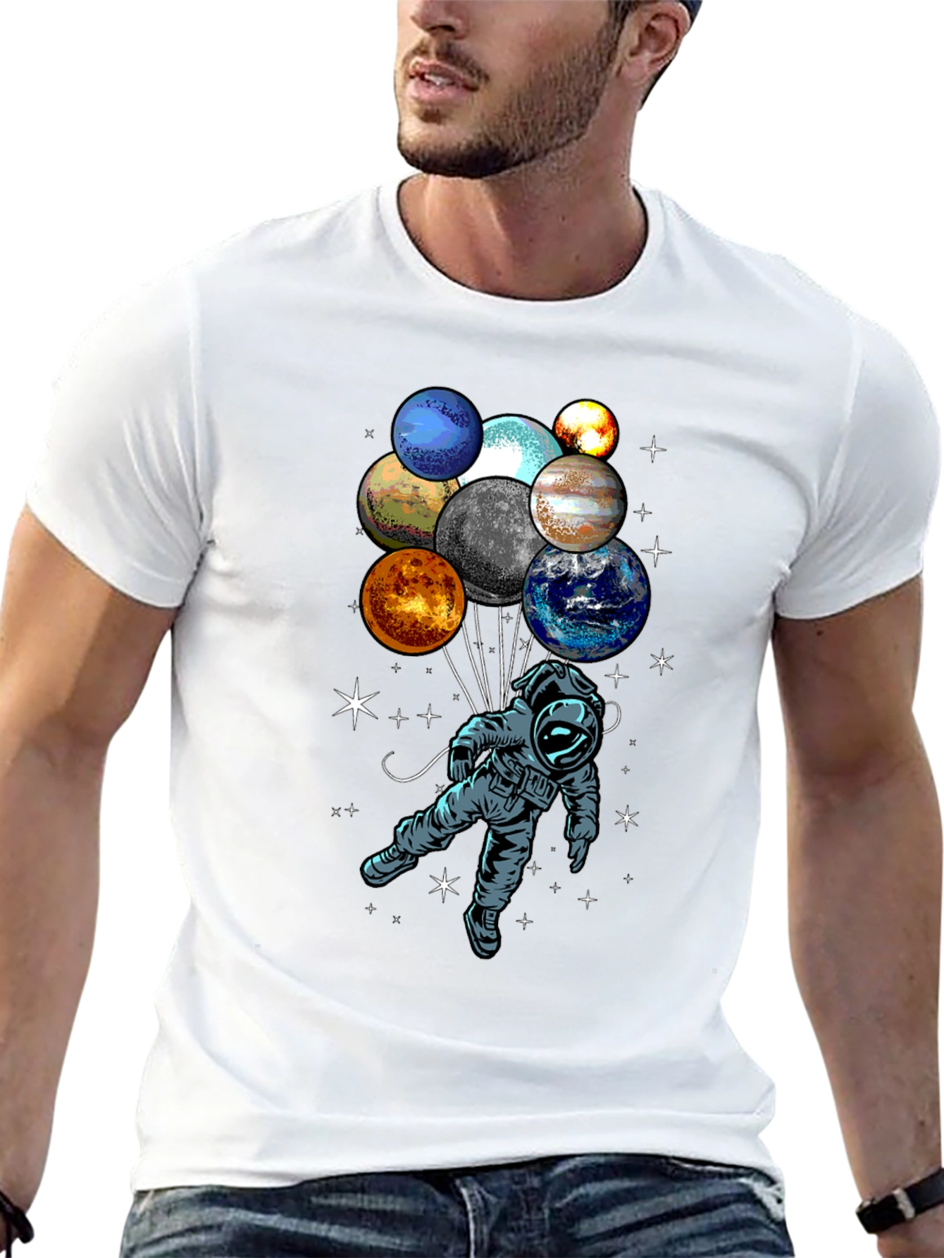 Astronaut Planet Balloon Graphic Tee