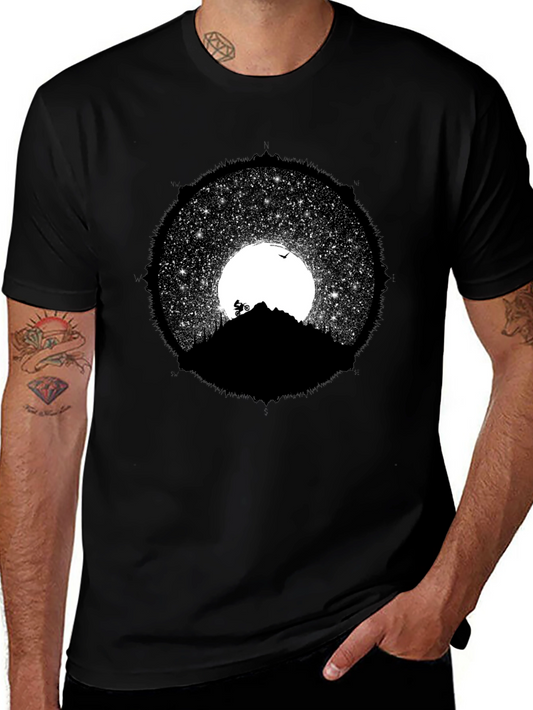 Mountain Biker Graphic Tee - Night Sky Design