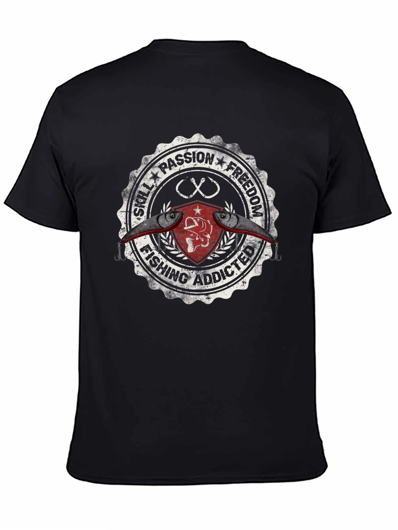 Fishing Addicted Graphic Tee - Skill Passion Freedom
