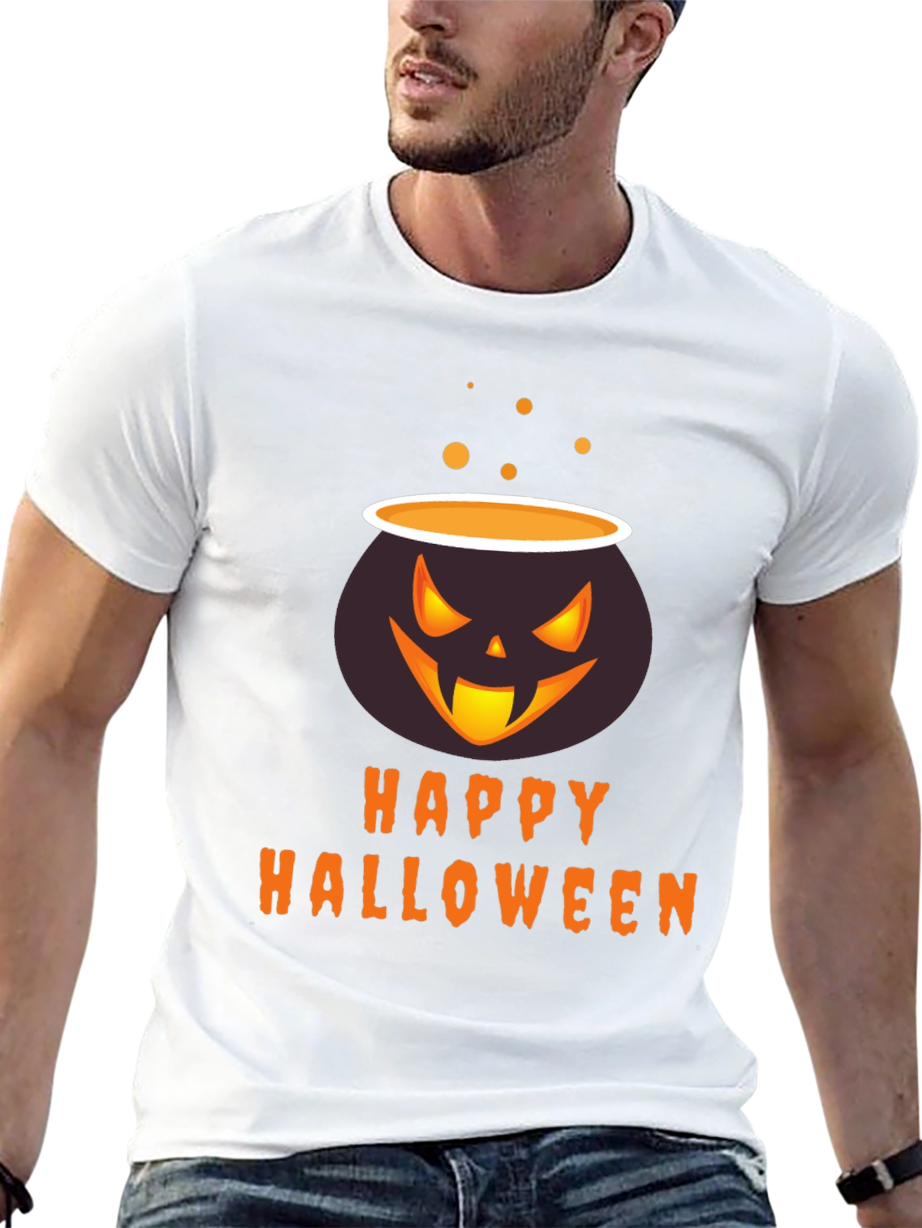 Happy Halloween Cauldron T-Shirt - Spooky Season Style