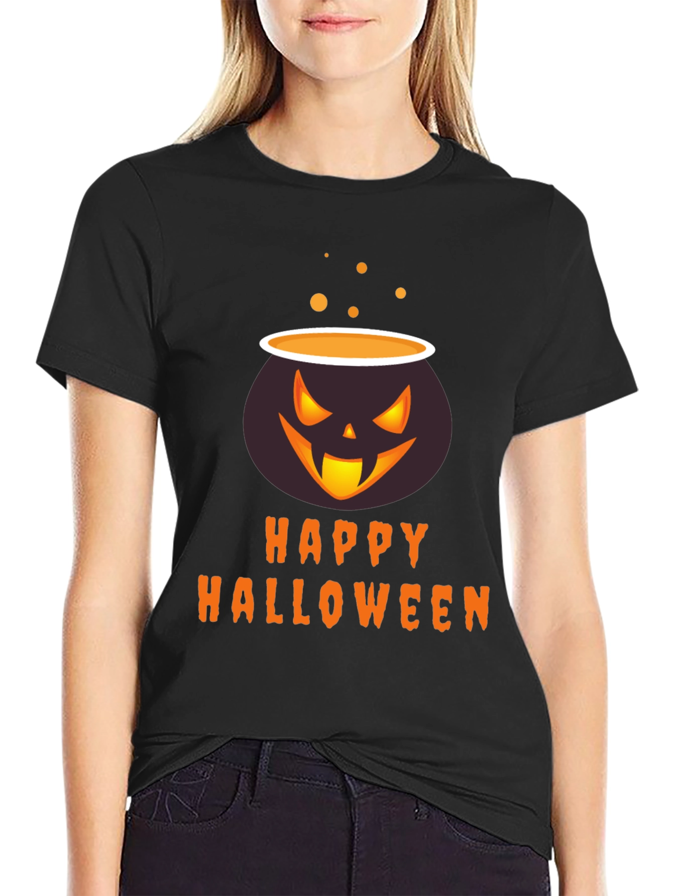 Happy Halloween Cauldron T-Shirt - Spooky Season Style