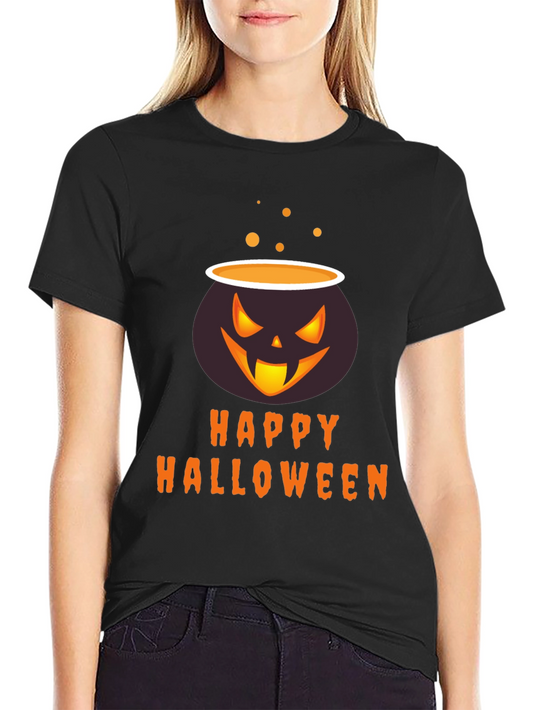 Happy Halloween Cauldron T-Shirt - Spooky Season Style