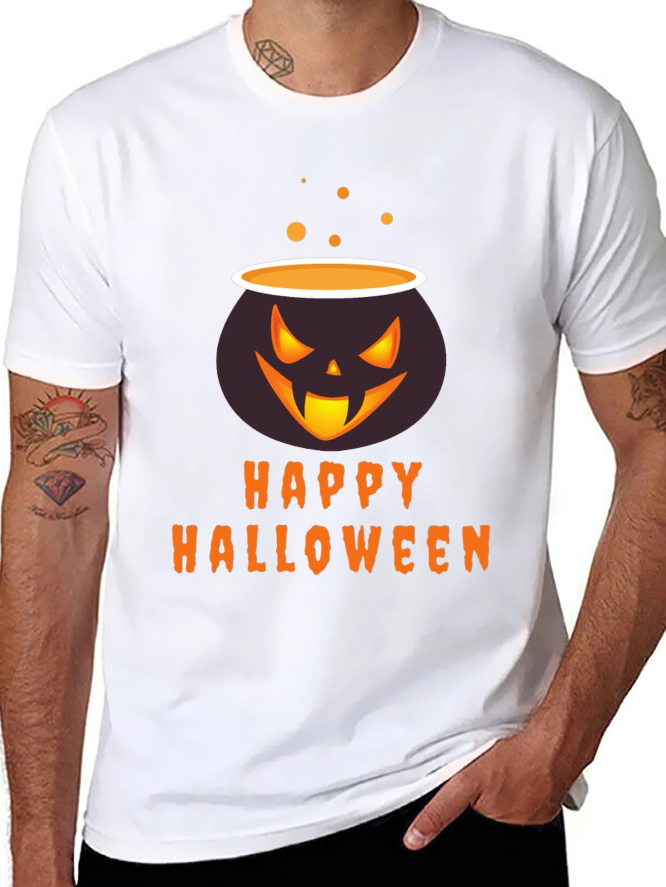 Happy Halloween Cauldron T-Shirt - Spooky Season Style