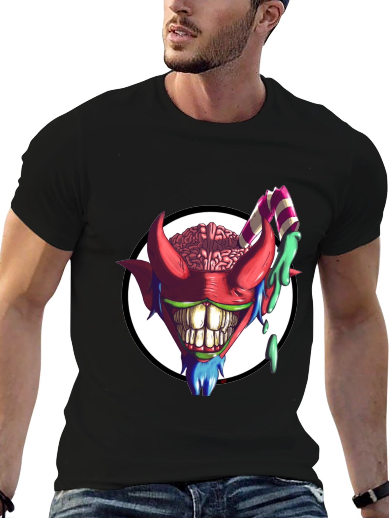 Crazy Brain Devil T-Shirt - Unique Graphic Tee