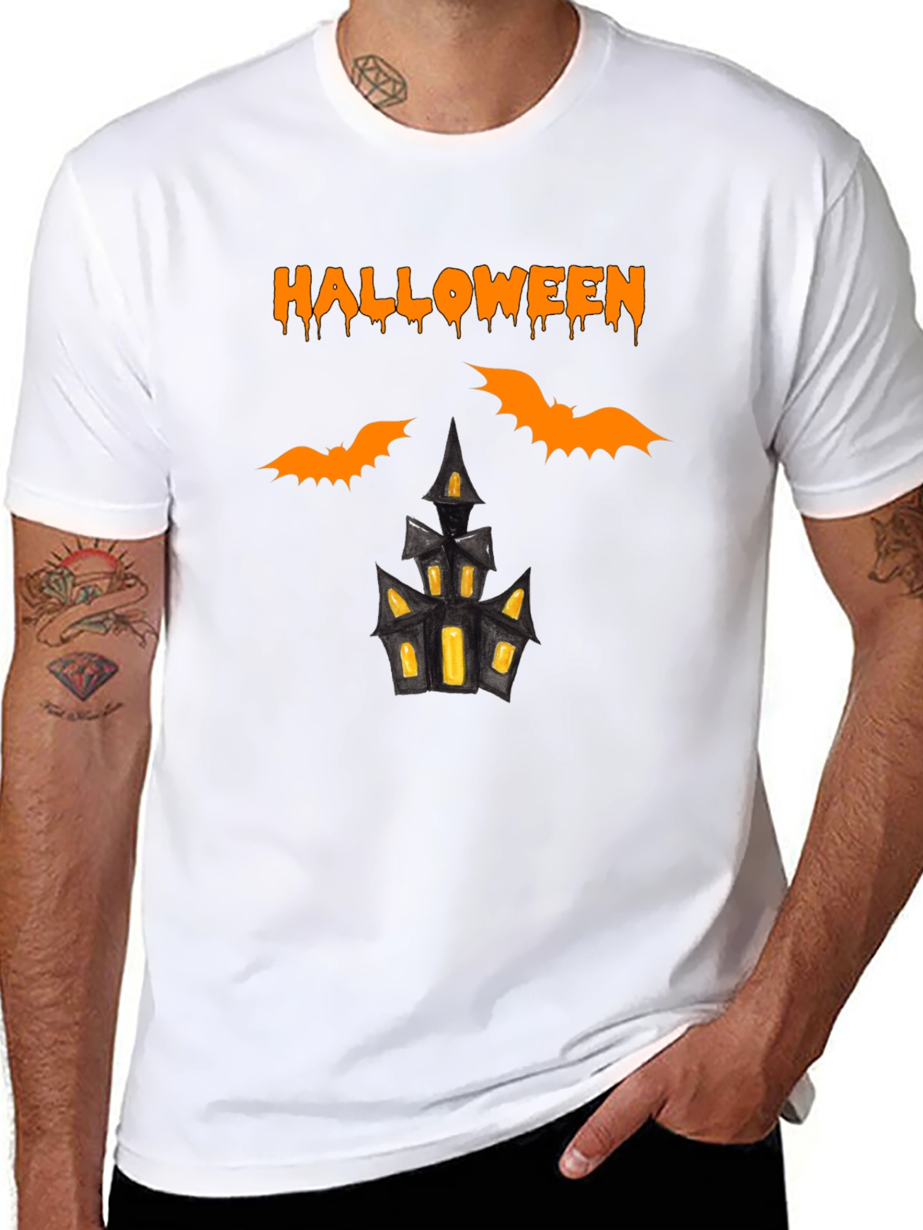 Halloween Bats and Haunted House T-Shirt