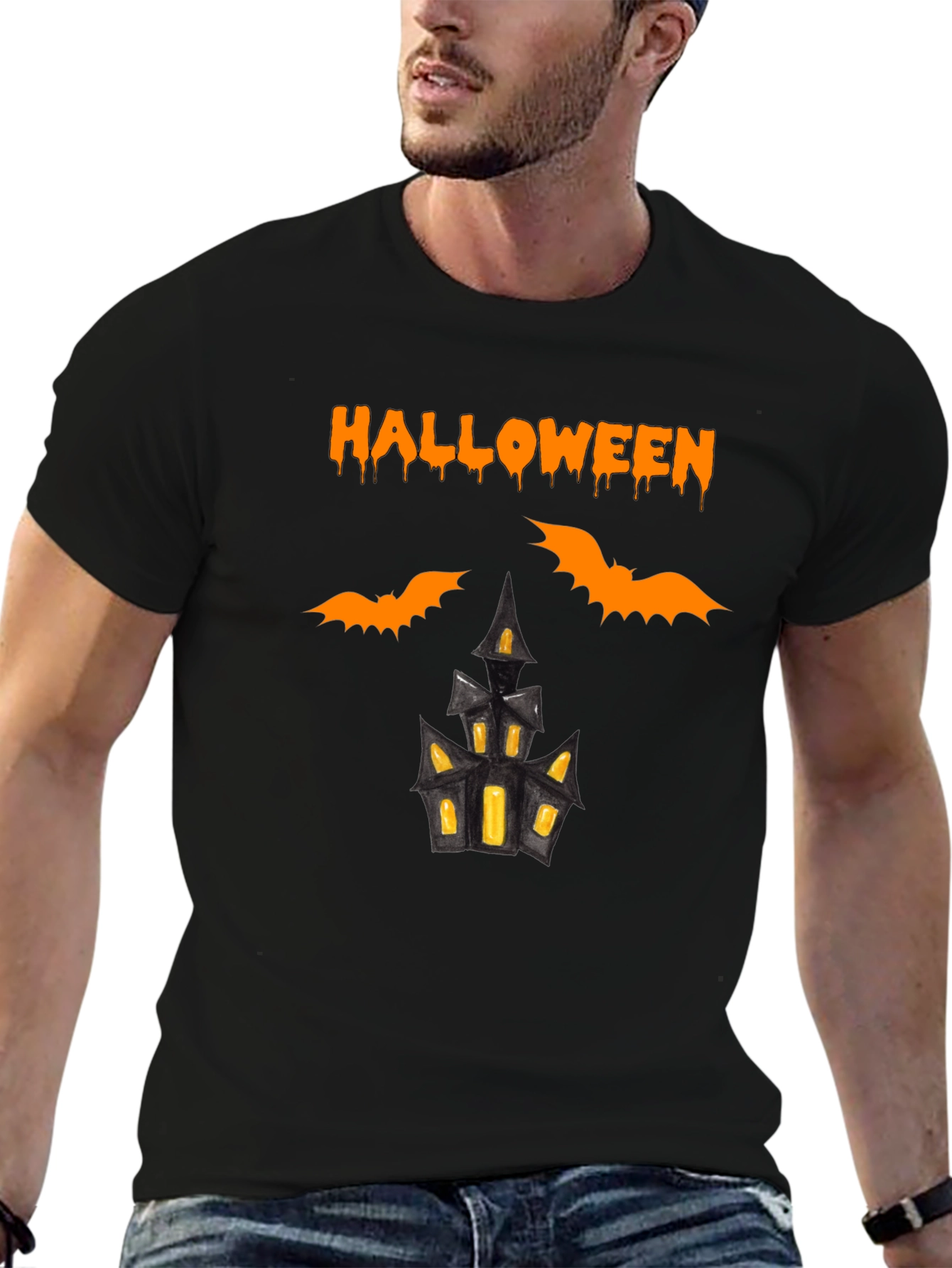 Halloween Bats and Haunted House T-Shirt