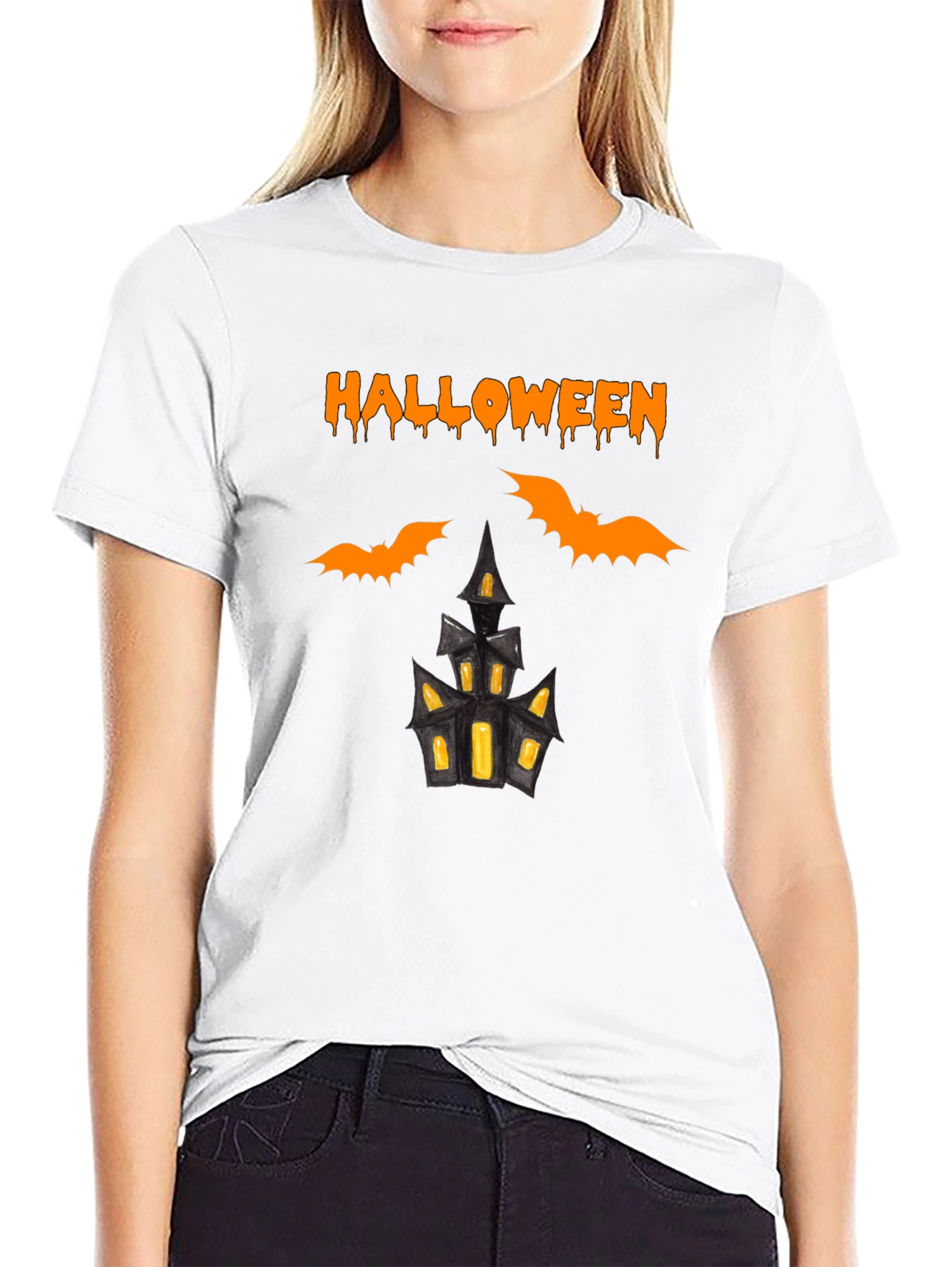Halloween Bats and Haunted House T-Shirt