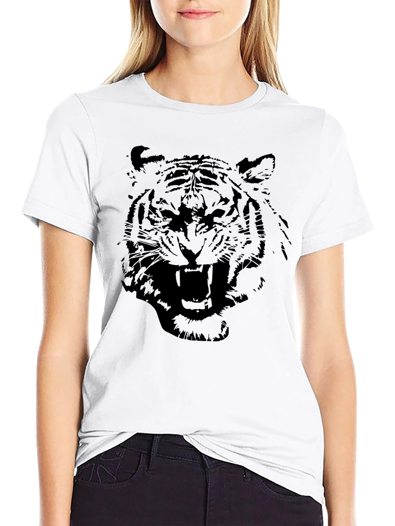 Black Tiger Graphic Tee - Mens Casual Shirt