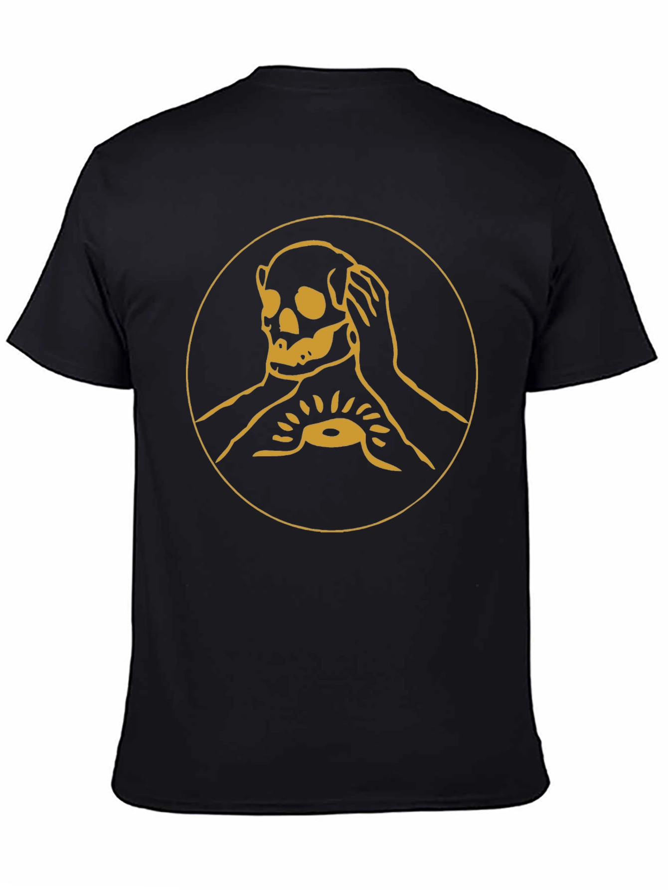 Skull & Hands Graphic Tee - Black Cotton T-Shirt
