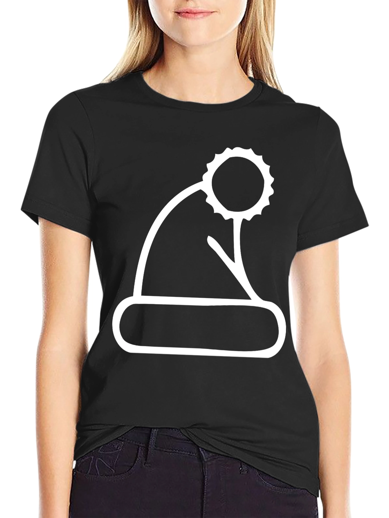 Festive Santa Hat Graphic Tee - Black