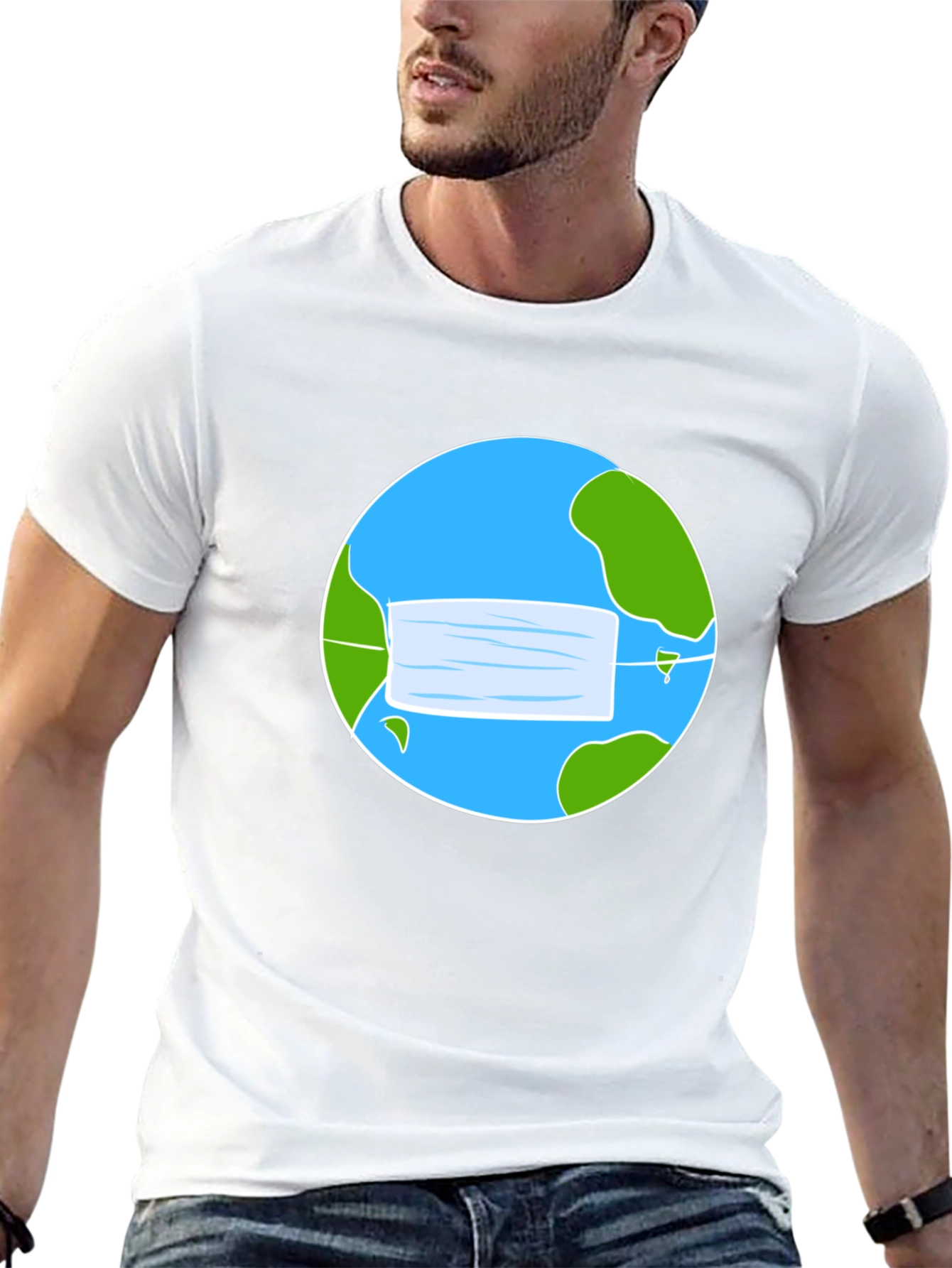 Earth with Mask Graphic Tee - Protect Our Planet