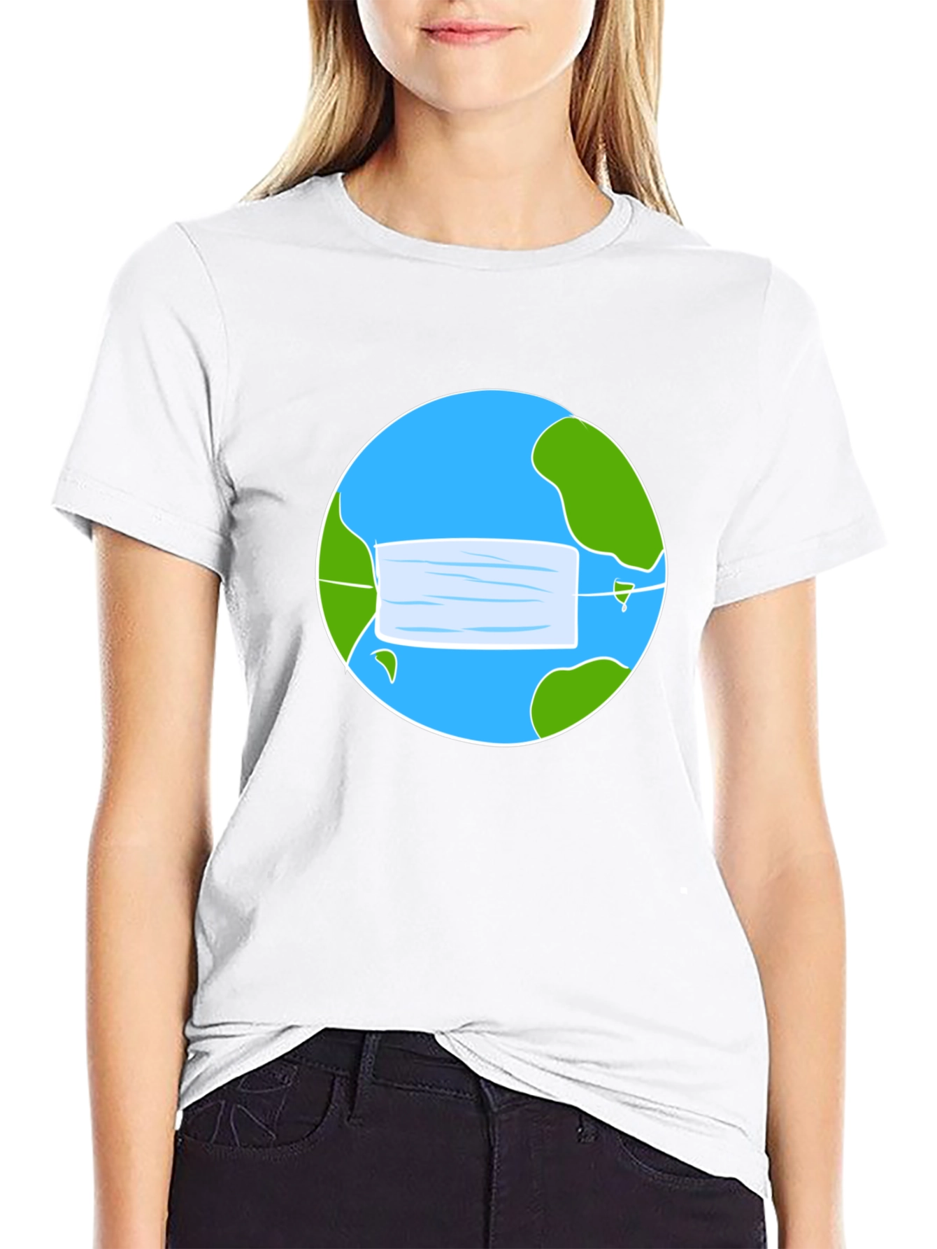 Earth with Mask Graphic Tee - Protect Our Planet