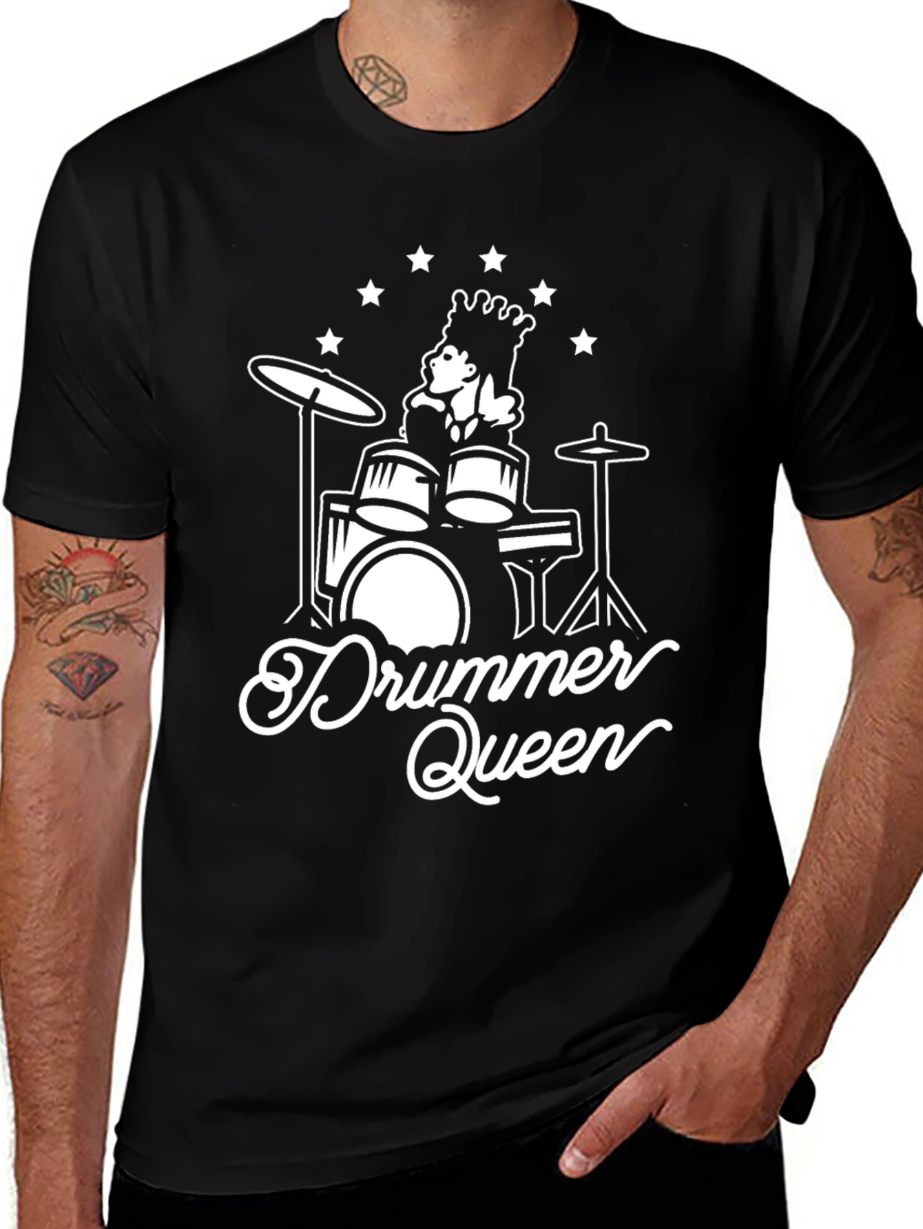 Drummer Queen Black T-Shirt