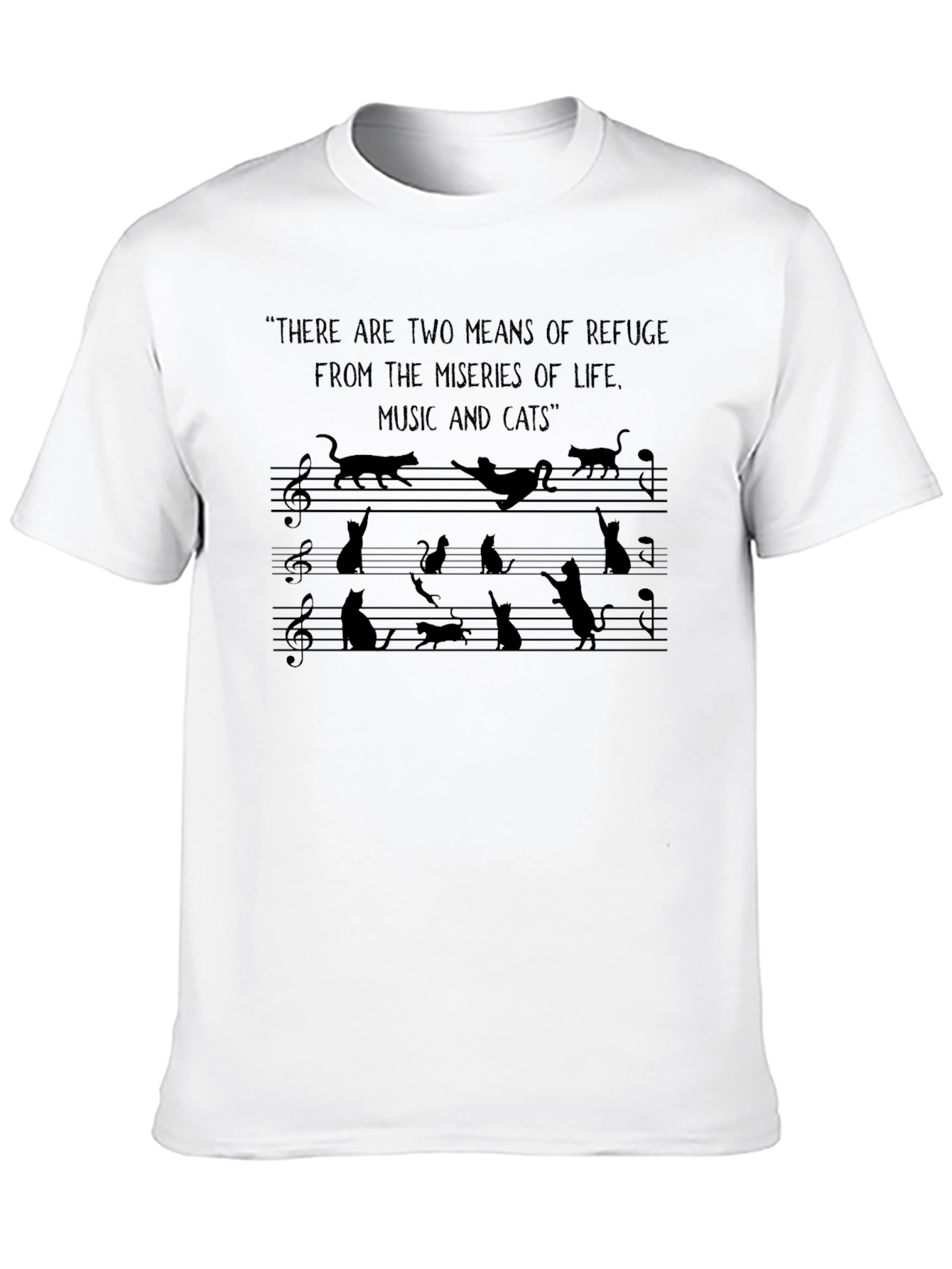 Music & Cats Black Graphic Tee